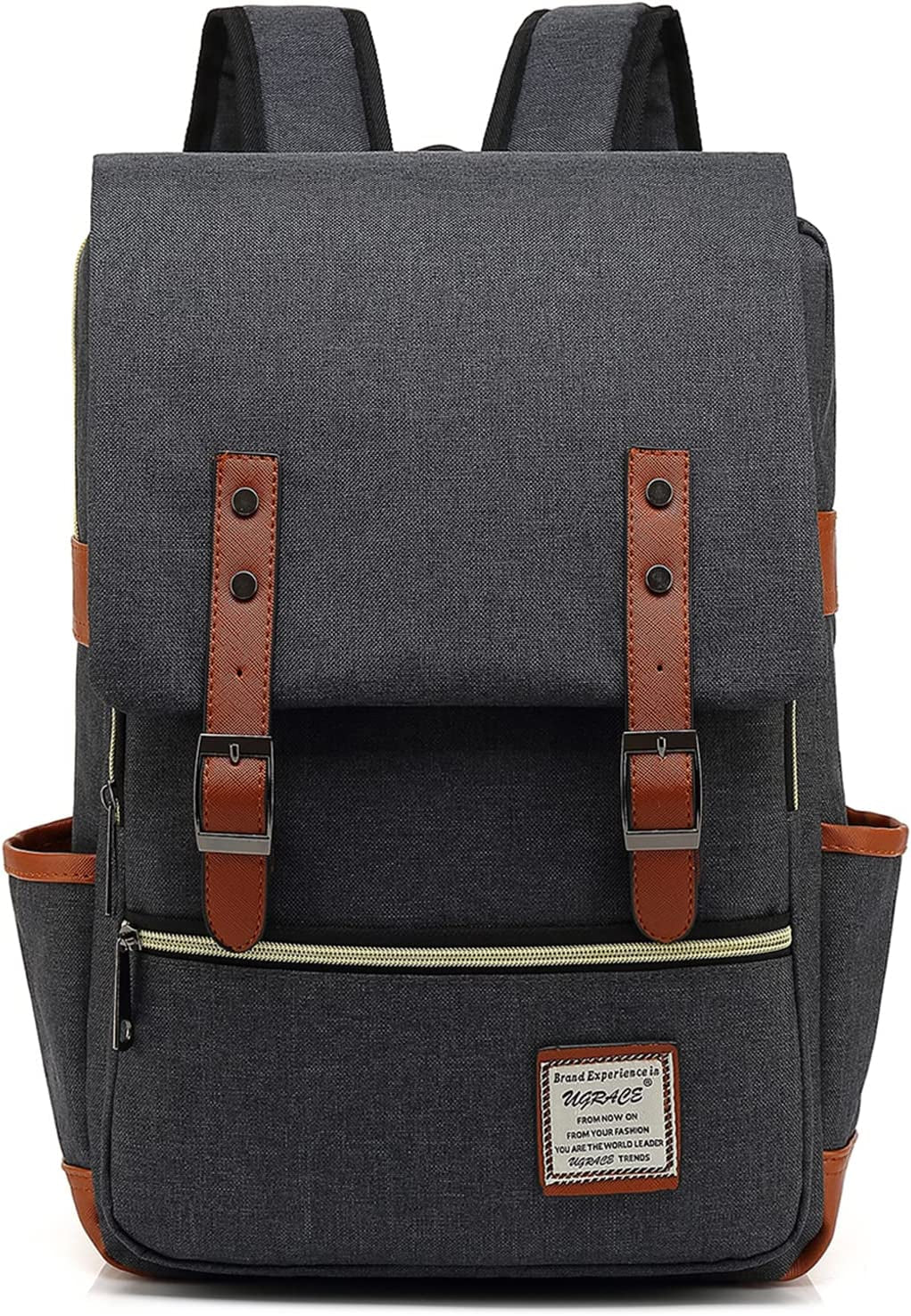 RhodesDavis Slim Business Laptop Backpack Casual Daypacks College Shoulder Bag for Men Women, Tear Resistant Unique Travelling Backpack Fits up to 15.6 Inch Laptop in ‎Charcoal Black