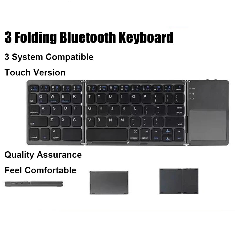 RhodesDavis Wireless Folding Keyboard Bluetooth Keyboard with Touchpad for Windows, Android, Ios,Phone,Multi-Function Button Mini Keyboard