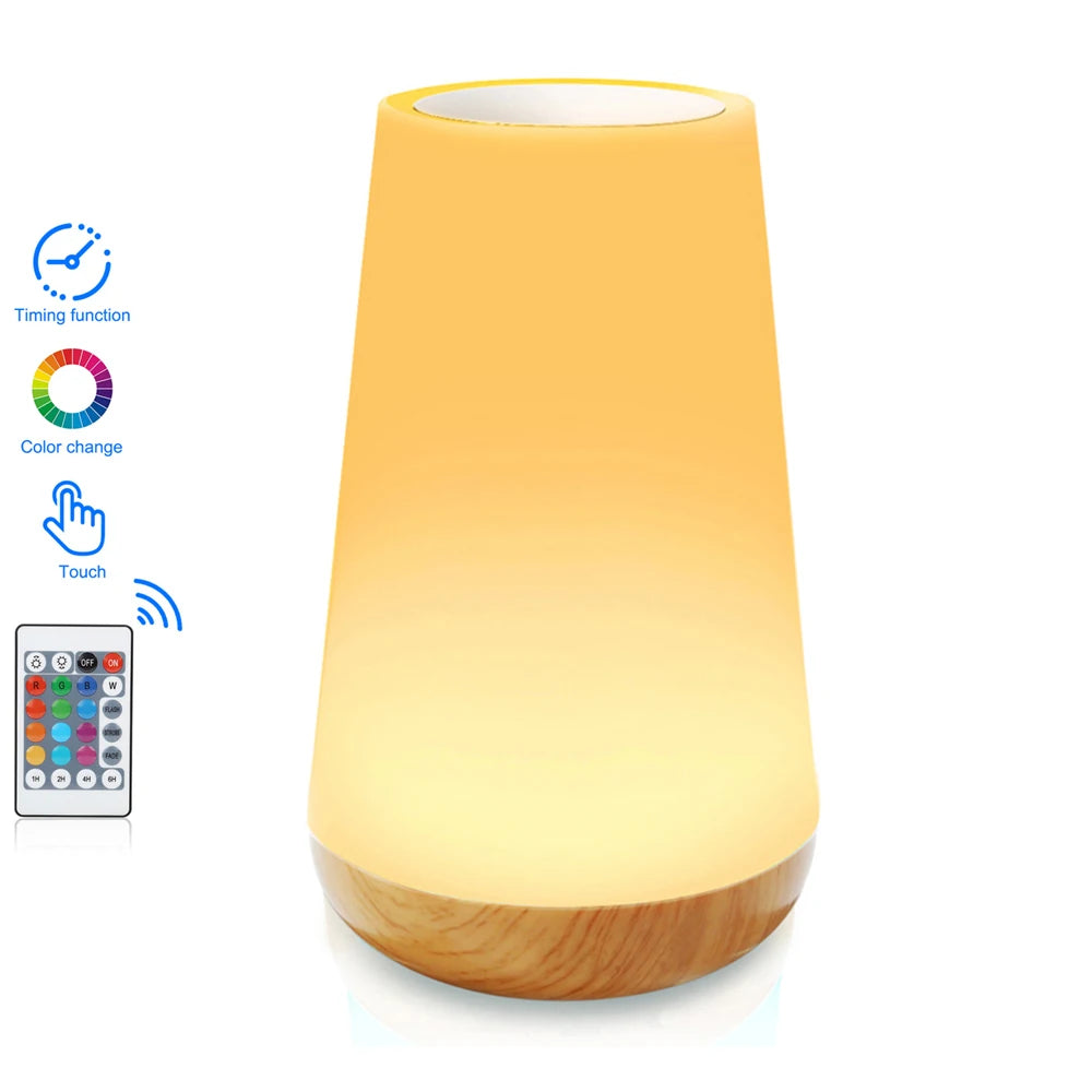 RhodesDavis Night Light Touch Sensor Lamp Bedside Table Lamp for Kids Bedroom Rechargeable Dimmable Warm White Light RGB Color Changing