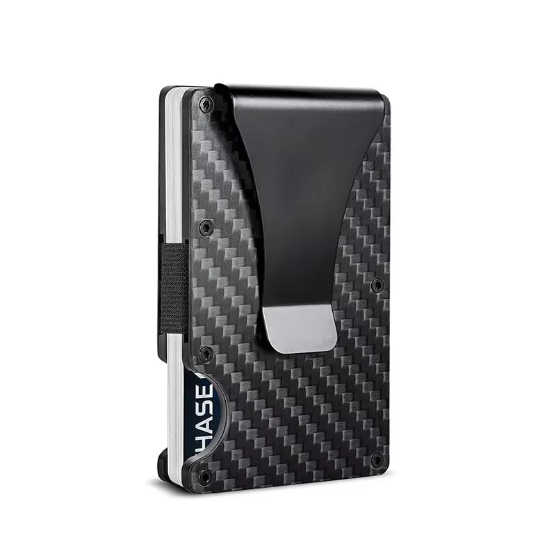 RhodesDavis RFID Cashback Credit Card Holder Luxury Carbon Fiber Minimalist Slim Wallet Carteira for Men Cartera Tarjetero Hombre