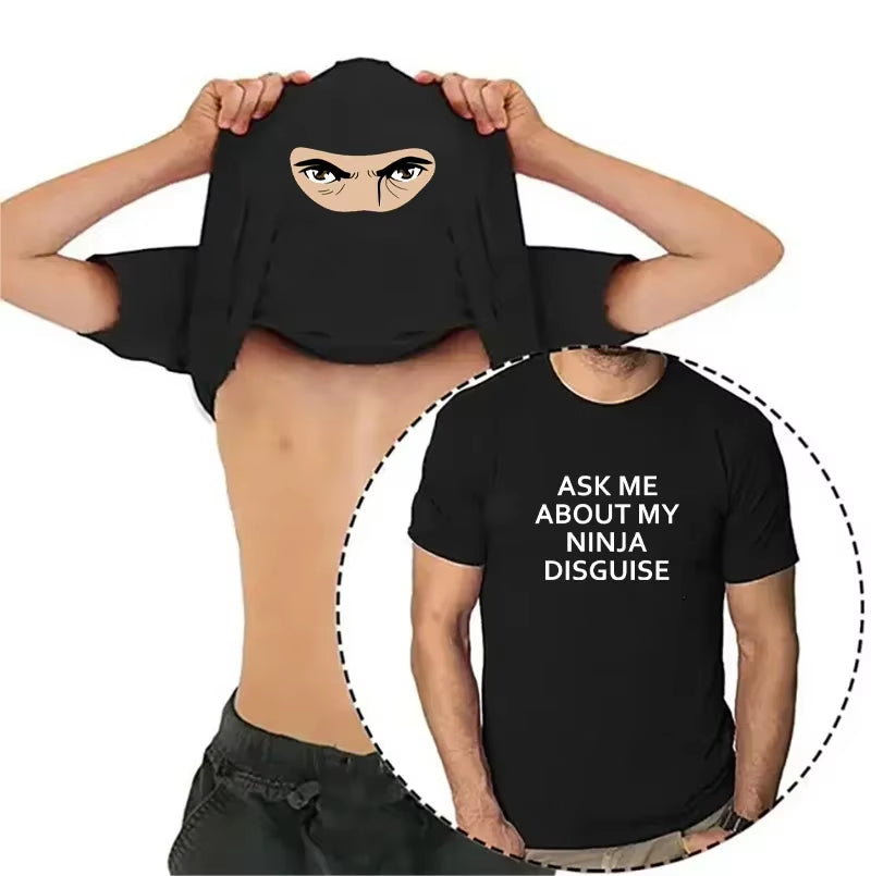 RhodesDavis Ask Me about My Ninja Camouflage Flap T-Shirt Funny Summer Men'S Clothing Pattern New European Size Cotton Men'S Cotton T-Shirt