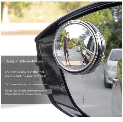 RhodesDavis 2Pcs 360 Degree Adjustable Blind Spot Mirror Car Auxiliary Rearview Convex Mirror round Frame Wide Angle Mirrors for Car Reverse