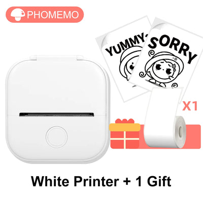 RhodesDavis Phomemo T02 Wireless Pocket Thermal Printer Portable Mini Wirelessly BT Connect 203Dpi Photo Label Memo List Printing Clearly