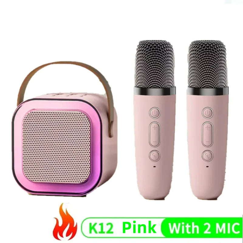 RhodesDavis K12 Wireless Microphone Karaoke Machine Bluetooth Speaker KTV HIFI Stereo Sound RGB Colorful LED Lights for Outdoor Home Party