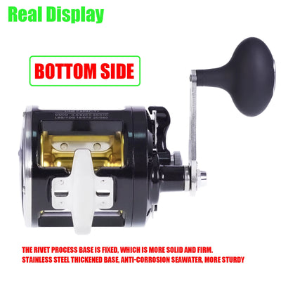 RhodesDavis Professional Trolling Drum Fishing Reel with All-Aluminum Alloy Body and 30KG Drag for Sea Saltwater Jigging and Boating Accessory