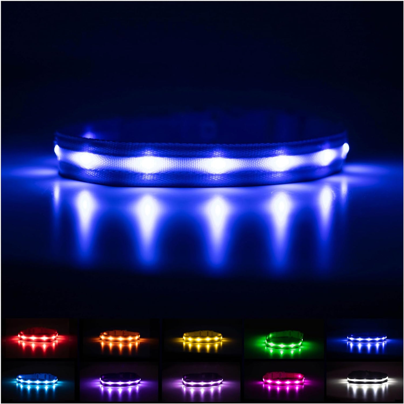 RhodesDavis LED Dog Collar - Original Bright Light for Enhanced Night Visibility Up to 1,000 Feet - USB Rechargeable & Waterproof - Ideal for Safe Night Walks - Made in the USA