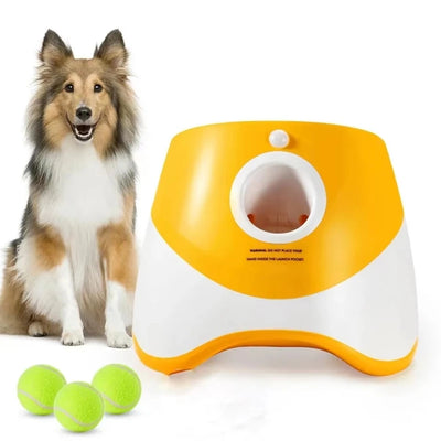 RhodesDavis Automatic Dog Tennis Launcher - Interactive Mini Tennis Throwing Machine for Pets, Rechargeable Catapult Toy