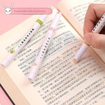 RhodesDavis 6Pcs/Set Kawaii Flowers Line Shaped Highlighter Pens Roller Tip Curve Liner Marker for Writing Journaling Drawing Stationery