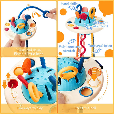 RhodesDavis Baby Montessori Toys Pull String Sensory Toys Baby 6 12 Months Silicone Develop Teething Activity Toys for Kids Educational Toys