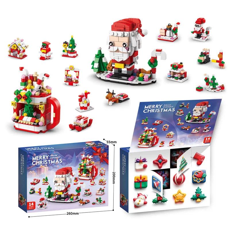 RhodesDavis Christmas Building Blocks Set Box Kids Toys 24Years Xmas Advent Calendar Bricks Diy Kit Gift for Children 6 Years Old and Above