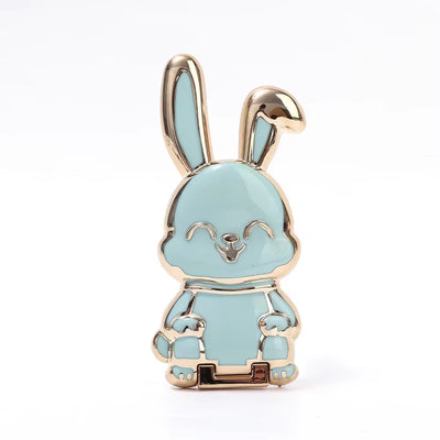 RhodesDavis Cartoon Rabbit Finger Ring Phone Holder - Slim, Foldable Adhesive Stand with Retractable Support Frame