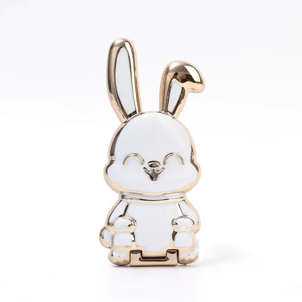 RhodesDavis Cartoon Rabbit Finger Ring Phone Holder - Slim, Foldable Adhesive Stand with Retractable Support Frame