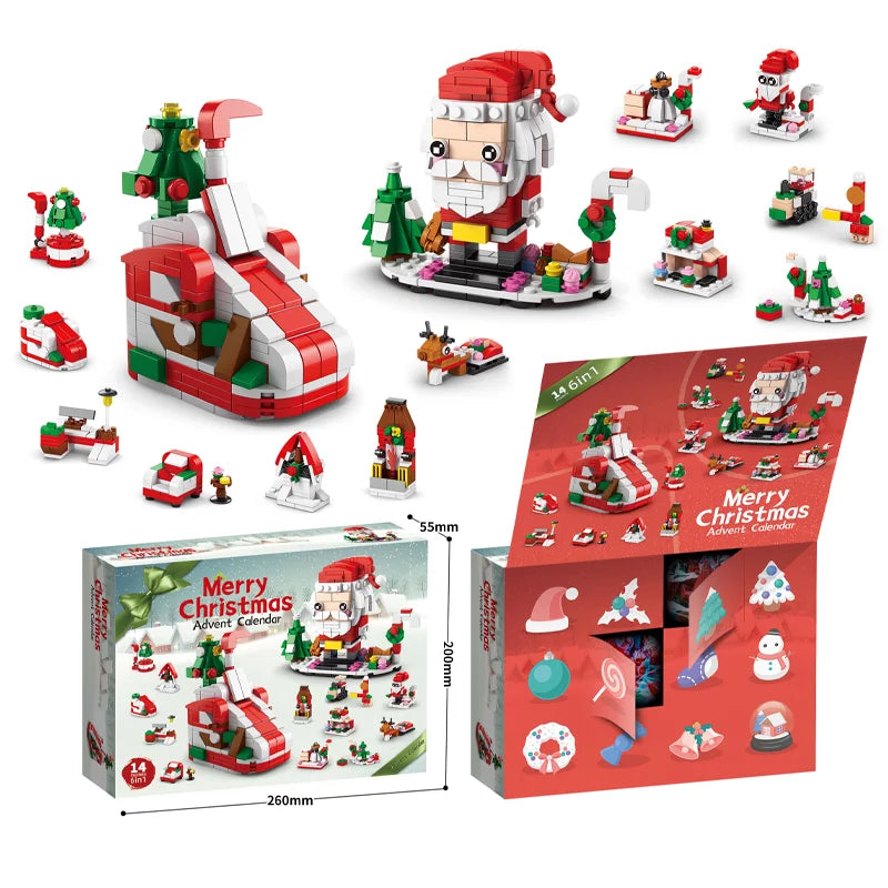 RhodesDavis Christmas Building Blocks Set Box Kids Toys 24Years Xmas Advent Calendar Bricks Diy Kit Gift for Children 6 Years Old and Above