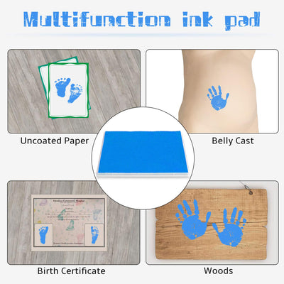 RhodesDavis Washable Non-Toxic Ink Stamp Pad for Baby Footprints and Handprints, 5x4 inches, Sky Blue