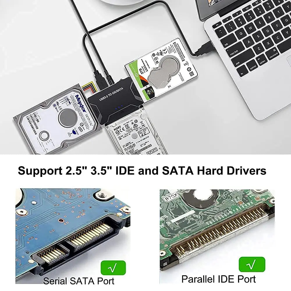 RhodesDavis USB 3.0 to SATA IDE Hard Disk Adapter Converter Cable for 3.5 2.5 Inch HDD/SSD CD DVD ROM CD-RW 3 in 1 IDE SATA Adapter