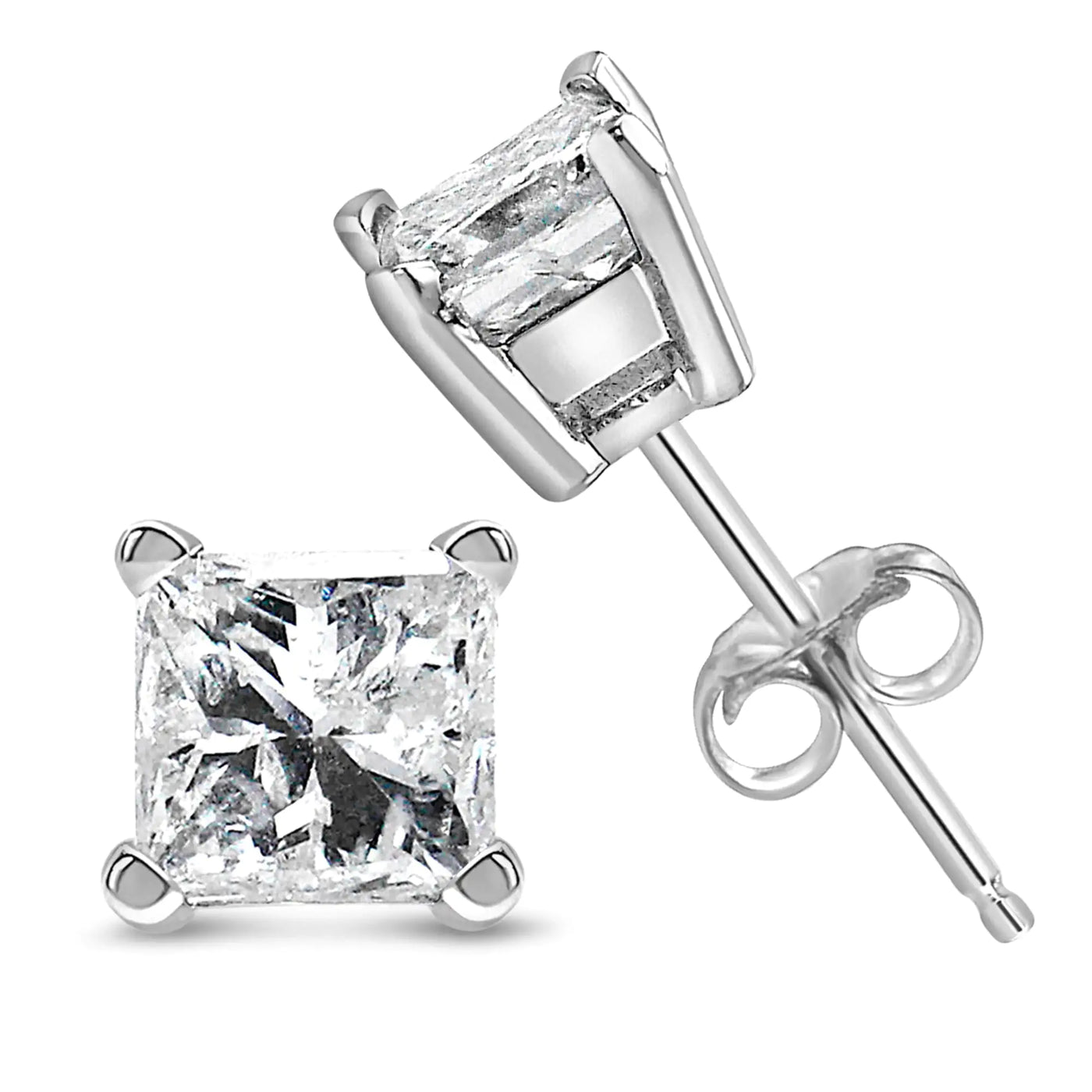 RhodesDavis Regal 14K White Gold Princess Diamond Studs