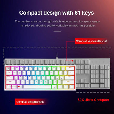 RhodesDavis Mini Mechanical Gaming Wired Keyboard