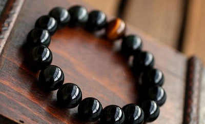 RhodesDavis Natural Black Onyx With Stone Tiger Eyes Energy Bracelet