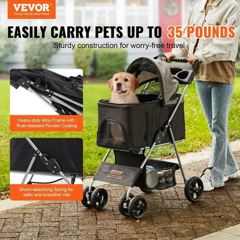 RhodesDavis Four-wheeled Rotating Dog Stroller