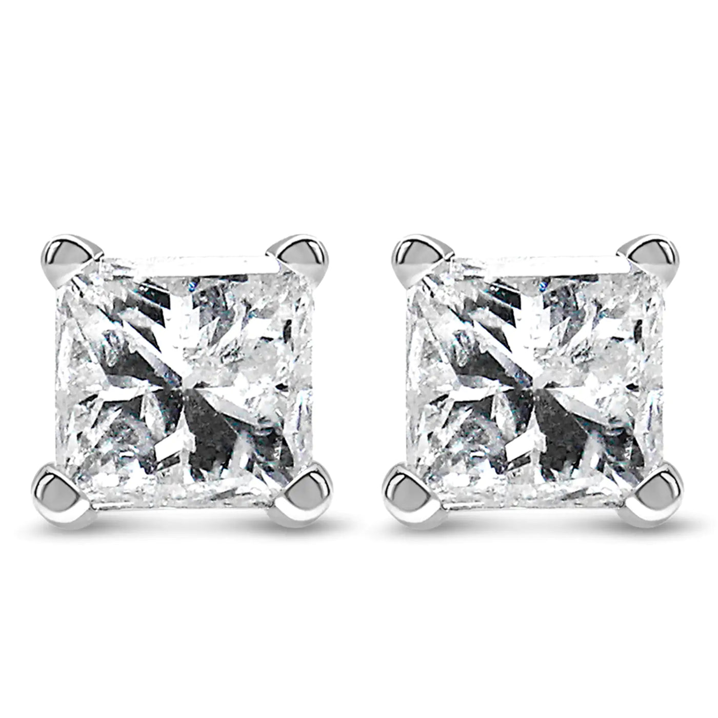 RhodesDavis Regal 14K White Gold Princess Diamond Studs