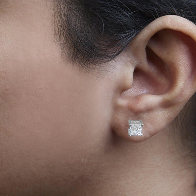 RhodesDavis Regal 14K White Gold Princess Diamond Studs